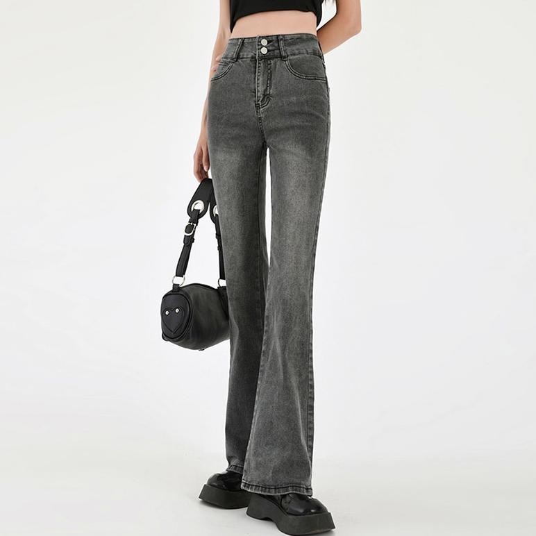 Jeans-Jeans Cutbray Abu / Celana Jeans Wanita Stretch Highwaist Di