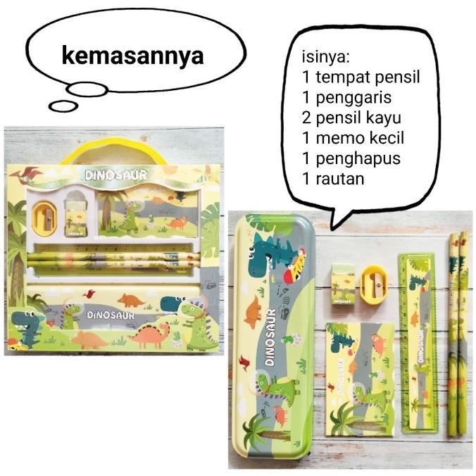 

Terbaru Paket Alat Tulis Study Set Kemasan Kotak Karakter Dinosaurus Dino Stok Terbatas