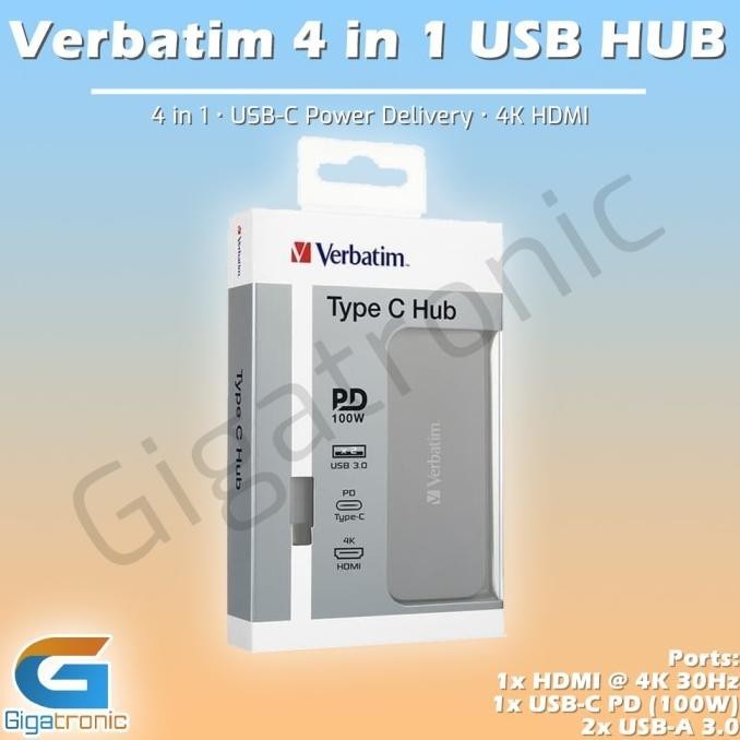 Usb Type C Hub 4 In 1 Verbatim - 4K Hdmi , Power Delivery Borjaqueen