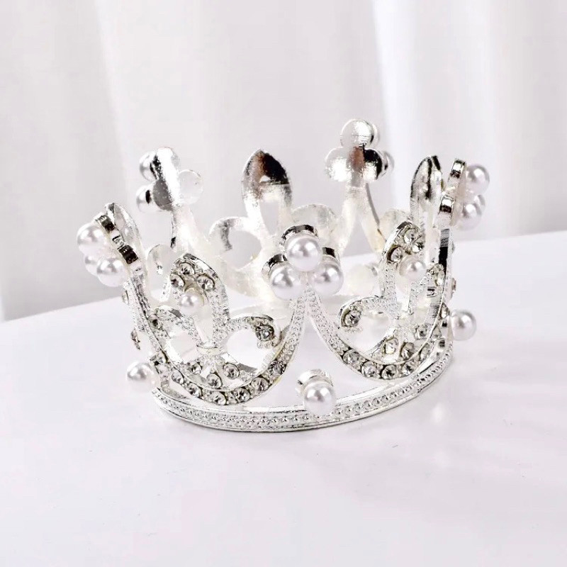 RLB TOPPER KUE MAHKOTA MUTIARA MINI / CAKE TOPPER CROWN / HIASAN KUE MAHKOTA / DEKORASI KUE MAHKOTA