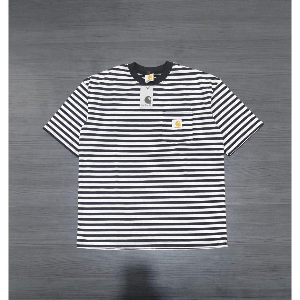 [Terbaru] T-Shirt Poket Stripe Carhartt Kaos Salur Lengan Pendek [Terlaris]