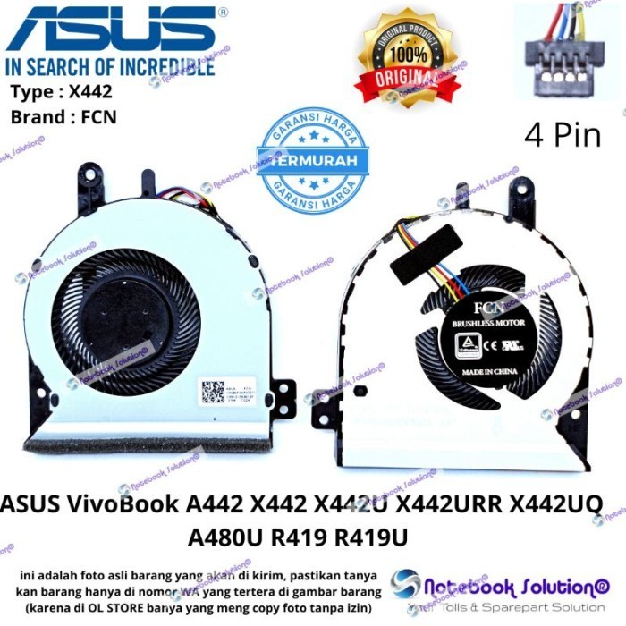 Best Kipas Fan Asus Vivobook A442 X442 X442U X442Urr X442Uq A480U R419 Gratis Ongkir
