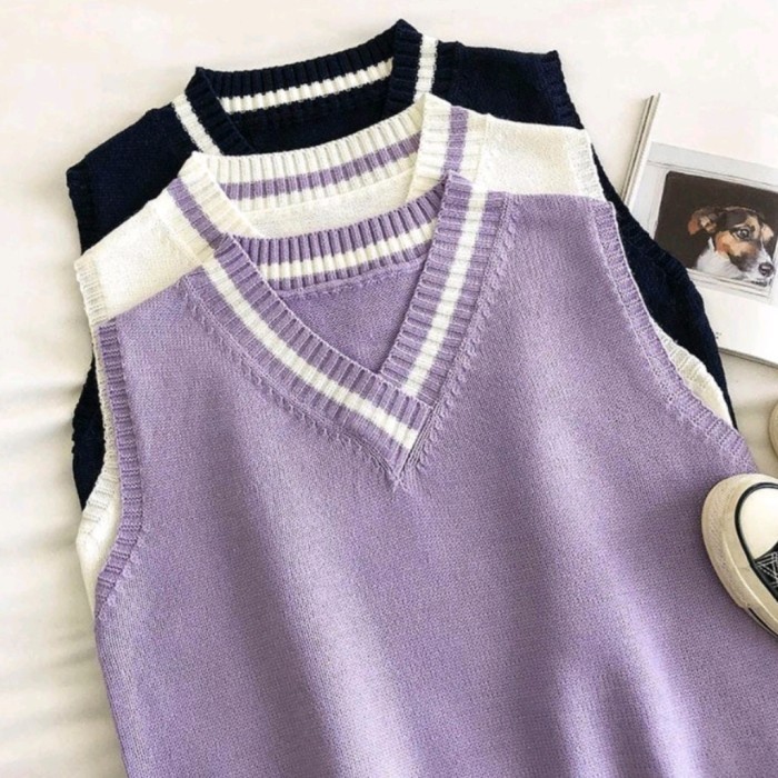 Rompi Rajut Knit Korea - Knit Vest Korea