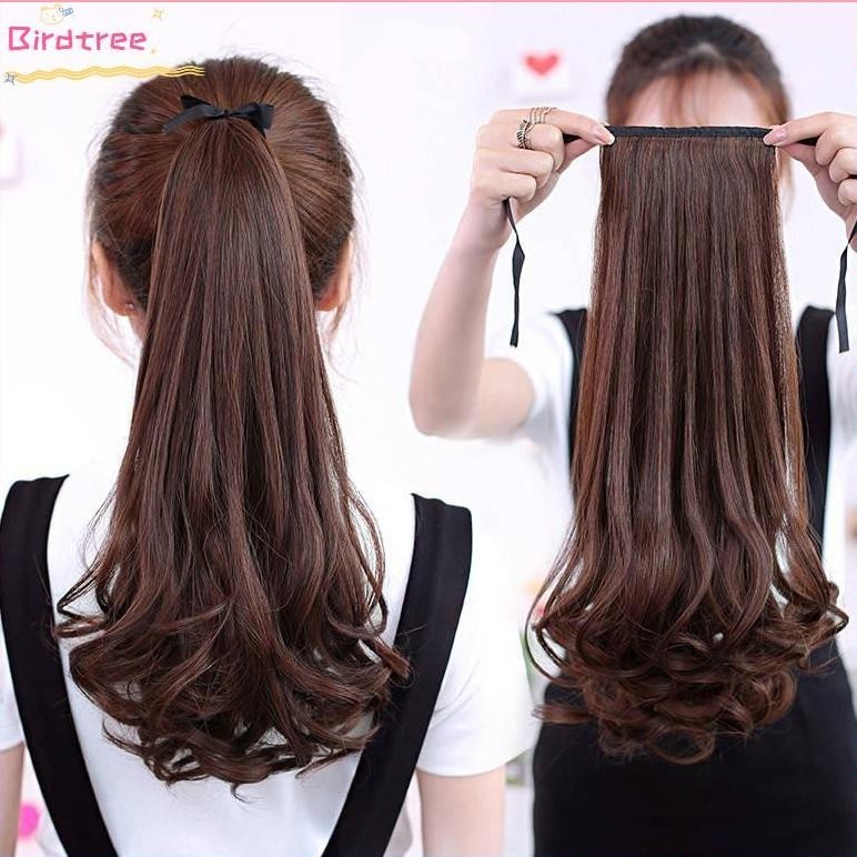 Promo Wig ekor kuda wig anak-anak wig panjang ekor kuda gulungan pendek dengan klip premium