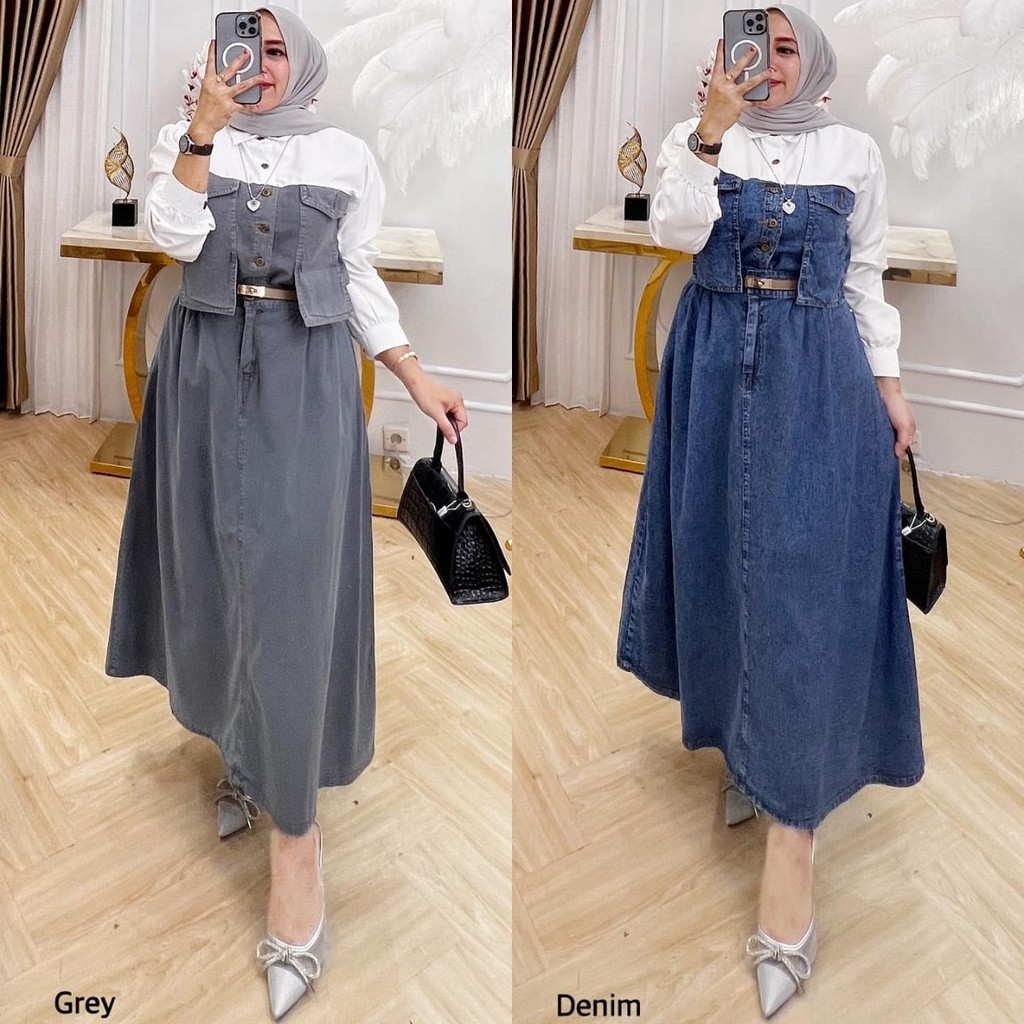 Baju Muslim Wanita Terbaru 2024 Setcell Dewasa Tunik Modern Simple Mididress Pakaian Kondangan Bju 2