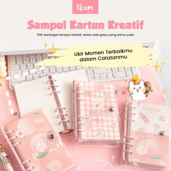 

Unik Binder Note A6 Cute Peach / Buku Catatan 100 Lembar/ Notebook Journal Promo