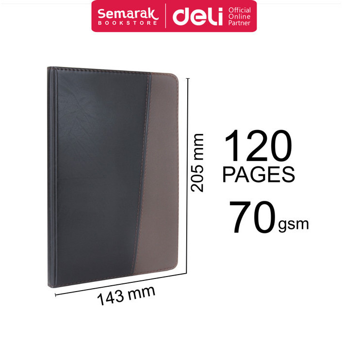 

Mudah Deli Leather Cover Notebook Buku Tulis Black [1 Buku @120 Lembar] Murah