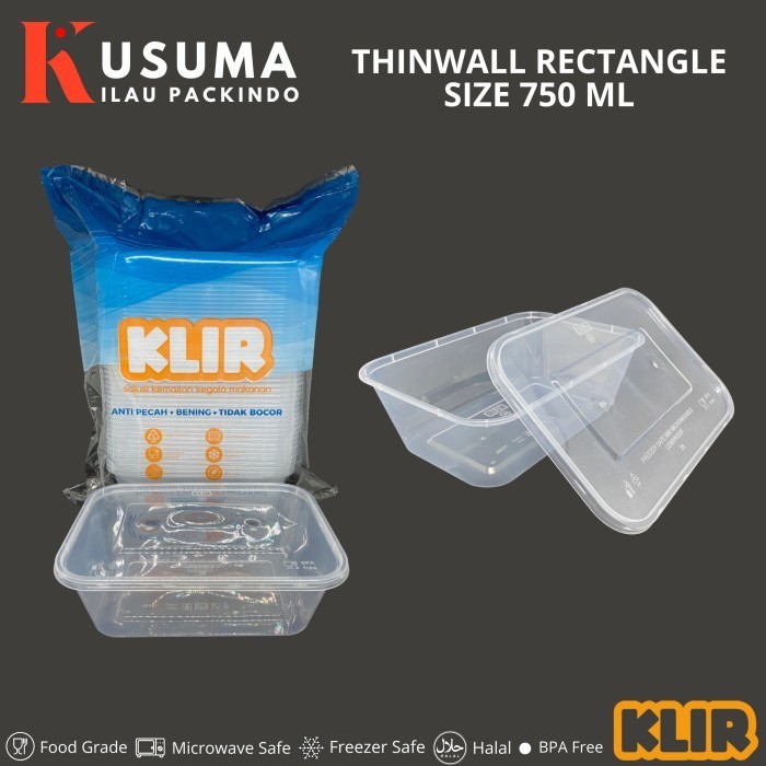 

:::::::] KLIR Thinwall Rectangle (Persegi Panjang) 750ML Kotak Makan 25pcs