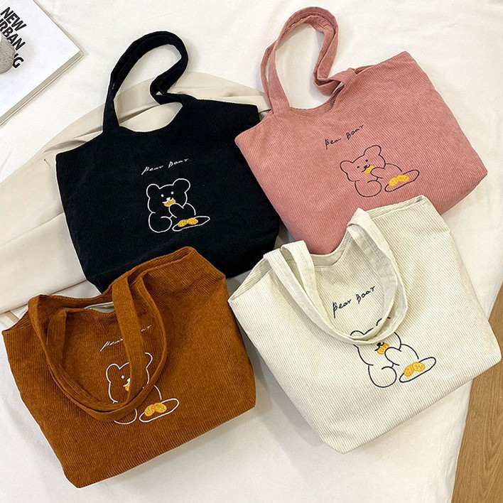 [BEST DEAL] Hayden Naomi Bag Tote Bag Shoulder Bag Tas Kuliah Korduroi Jalan jalan Kualitas Premium