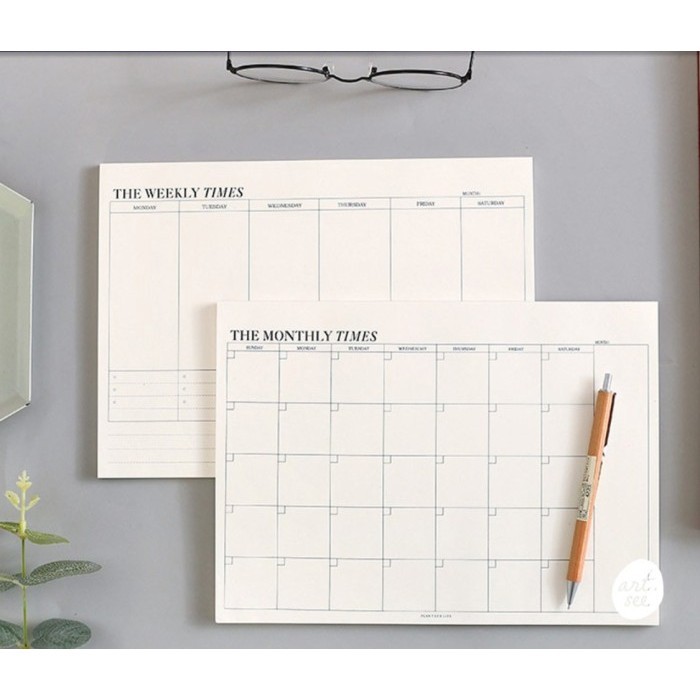 

Berkualitas The Times Weekly Monthly Planner Memo Pad / Kertas Notes Calender Berkualitas