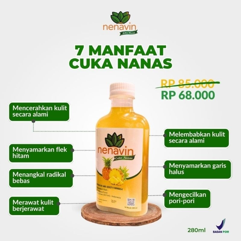 

READY STOK NENAVIN - Cuka Nanas Organik isi 280 ml -