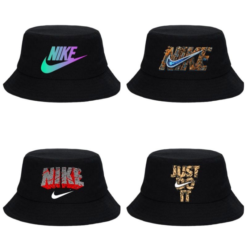 Topi Bucket Nike Distro Hitam Bahan Drill Premium / Topi Distro Nike / Bucket Hat Distro Nike