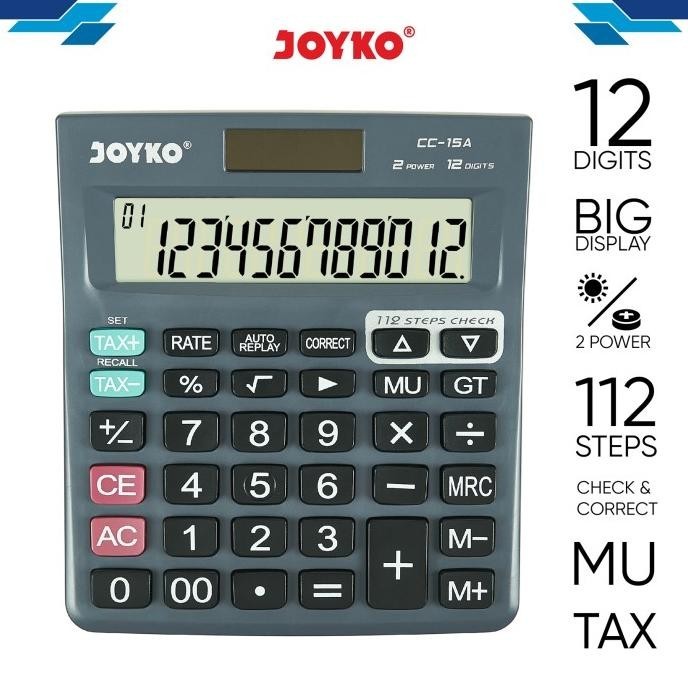 

Terbaik Calculator / Kalkulator Joyko CC-15A / 12 Digits / Check Correct