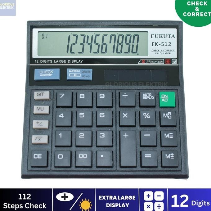 

Best - Kalkulator / Calculator 12 Digit Check & Correct Large Display FK-512 ..
