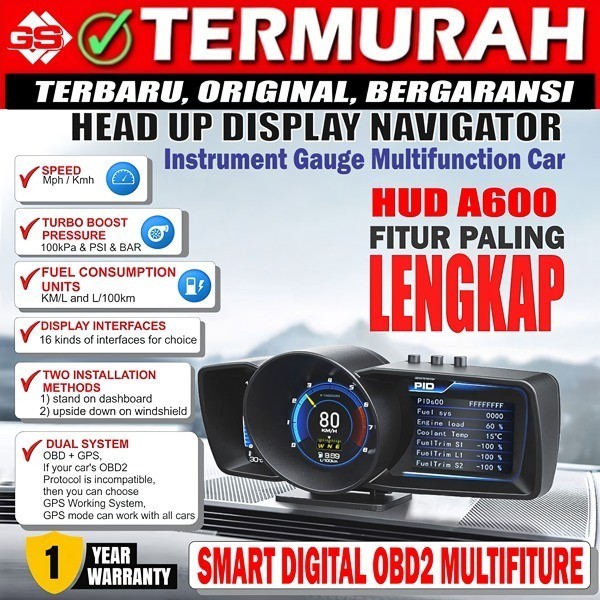 Baru A600 Pengukur Otomatis HUD GPS + Sistem OBD, Speedometer Komputer