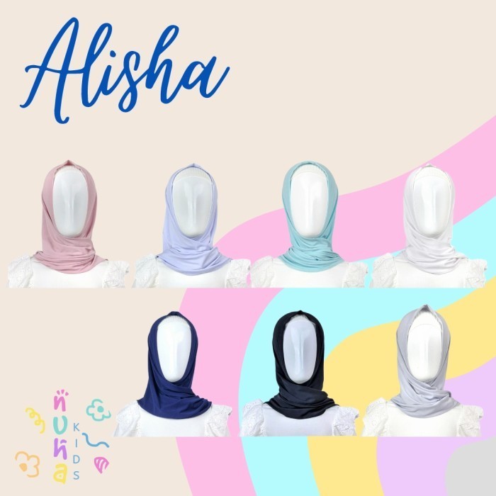 Hijab Anak Instant Bergo Jilbab Jersey Premium Belahan Depan Alisha -18f