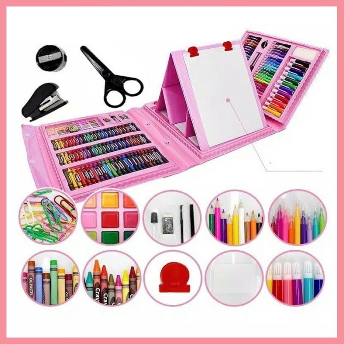 

ama Art set 208 Pcs crayon alat melukis gambar Set Drawing
