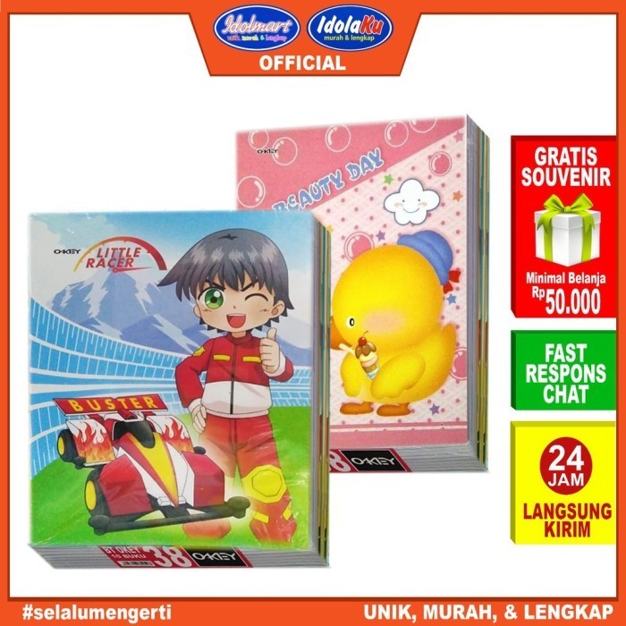 

Hadir Idolmart Buku Tulis Kiky Okey Isi 38 Lembar 10 Buku/ Buku Sekolah Kiky Murah