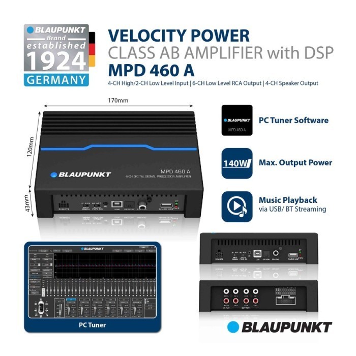 BLAUPUNKT DSP PROCESSOR BLUETOOTH POWER AMPLIFIER CLASS AB MPD 460 A