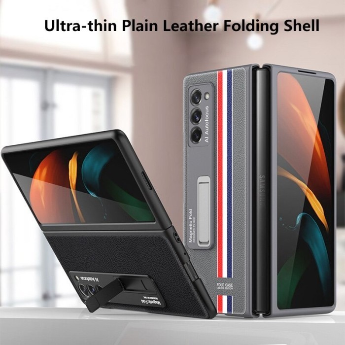 Case Gkk Samsung Galaxy Z Fold 2 Plain Leather Magnetic Stand Holder