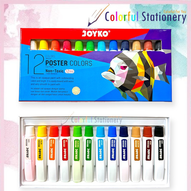 

Poster Color / Cat Poster Joyko POC-12ML-12 Warna (Set)