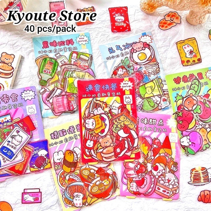 

Wow 40 Pcs Sticker Waterproof Cute Snack Food Cake Drink Journal Diary Diy Sale!!!