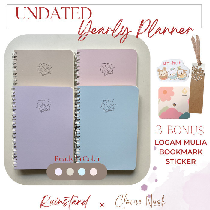 

Bergaransi Undated Yearly Planner - Planner - Jurnal - Diary Planner Clairie Nook Limited