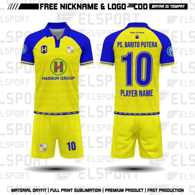 Jersey Tim Barito Putera Home Gratis Pasang Nama & No Punggung Nyaman Atasan