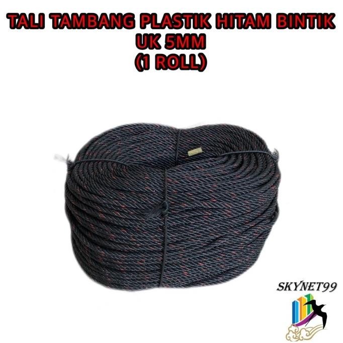 TALI TAMBANG PLASTIK HITAM BINTIK UK 5MM (1 ROLL )