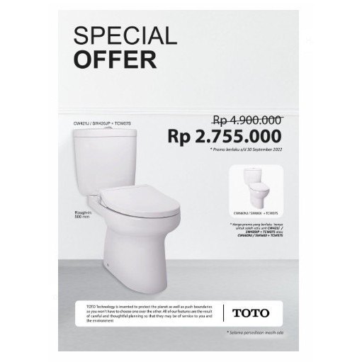 CLOSET DUDUK TOTO /CLOSET DUDUK TOTO/CW421/CW421J/CW421JW/F + TCW07