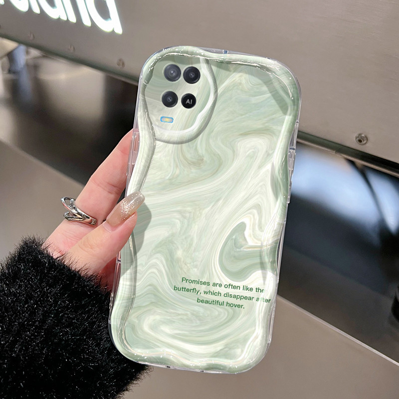 Casing Hp OPPO A54 4G Case Casing Lucu Gaya lukisan Warna permen sederhana Softcase batas gelombang 