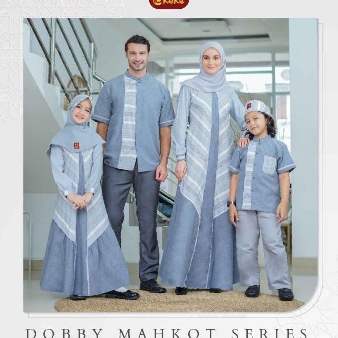 Terbaru Sarimbit Keke Dobby Mahkot Series Denim Blue Original