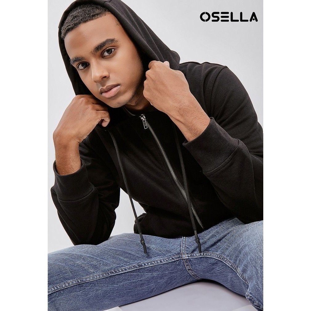 Osella - Jaket Hoodie Pria Warna Hitam 2062200143