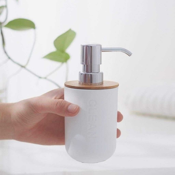 READY botol sabun cair pump bambu dispenser tempat sabun mandi aesthetic