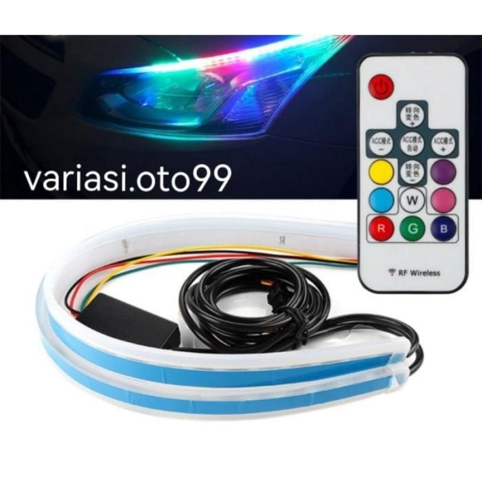 TERLARIS LAMPU ALIS LED DRL SLIM RGB REMOT SEN RUNING LAMPU ALIS MOBIL