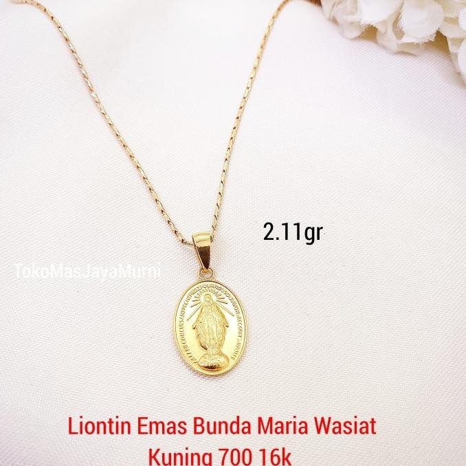 Liontin Emas Medali Wasiat Bunda Maria Kuning 700 16K Terbaik