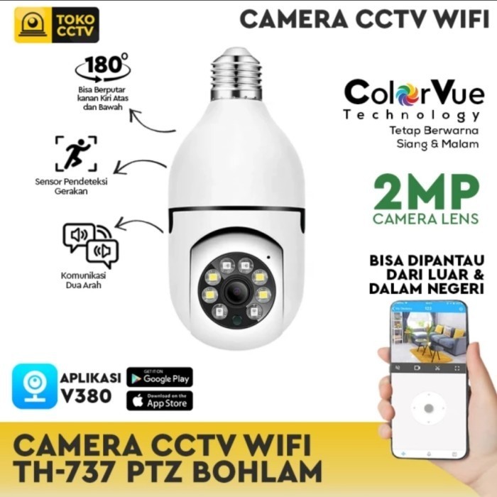 Baru Camera CCTV wiFi Mini PTZ Bohlam Thunderin TH-737-V3