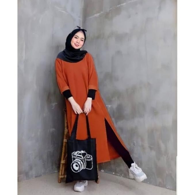 Jf Atasan Tunik Wanita Polos Terbaru Long Tunik Polos Babyterry Cantik