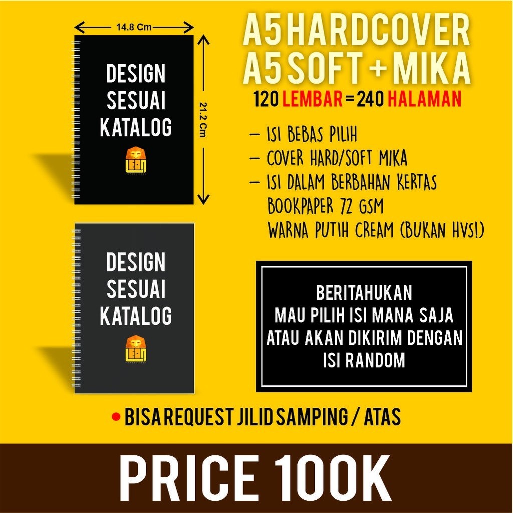 

Notes Jilid Ring Spiral Isi Bebas Pilih A5 120 Lembar Hardcover Softcover Buku Jurnal Agenda Desain