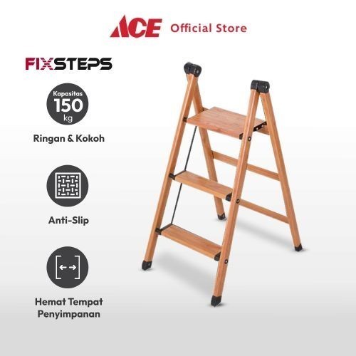 Terbaru Ace Hardware - Krisbow Tangga Lipat Aluminium 3 Step Motif Kayu Promo Terlaris