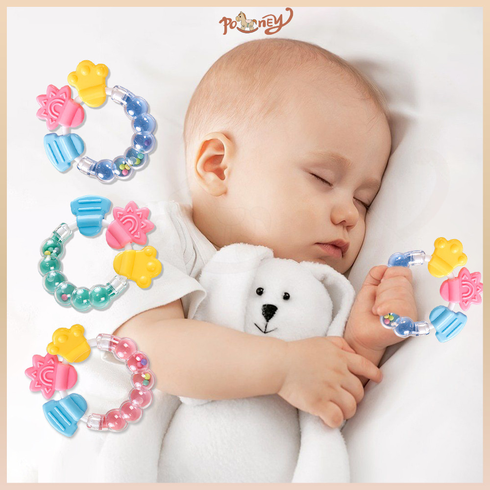 Poney Teether rattle bayi Gigitan bayi BPA Free Mainan gigitan bayi dengan krincingan