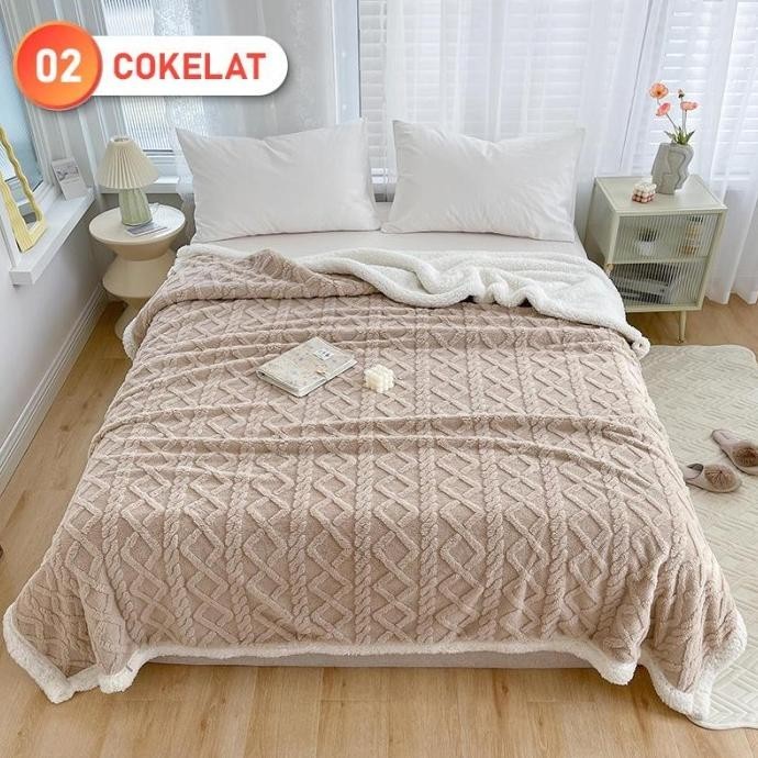 selimut tebal dewasa UK 180x200/ selimut lembut/selimut beludru domba