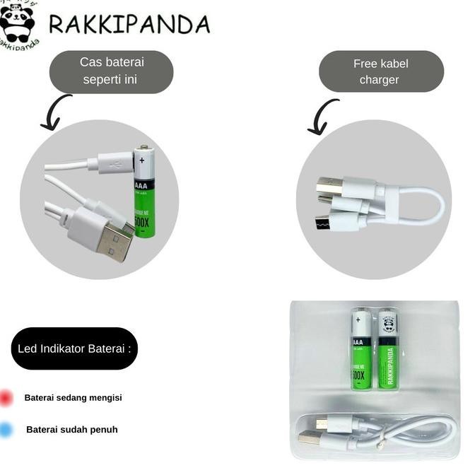 Rakkipanda Baterai Micro Usb Rechargeable Ukuran Aaa