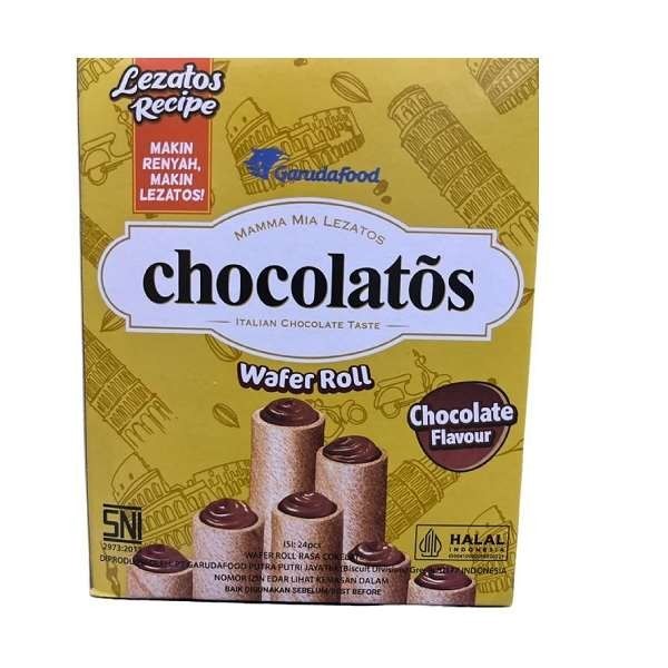 Promo Harga Chocolatos Wafer Roll Cokelat per 24 pcs 8 gr - Shopee