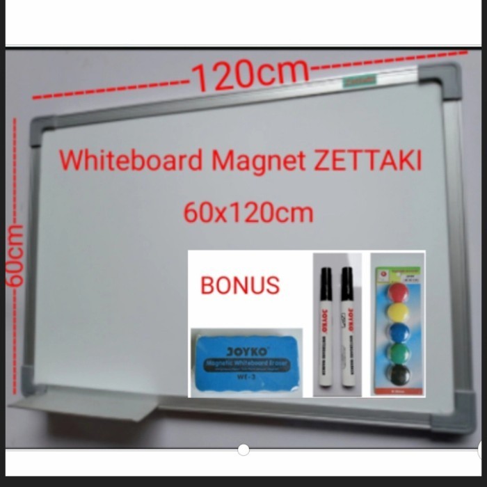 

Ready Papan tulis magnet whiteboard gantung single face ZETTAKI 60x120cm