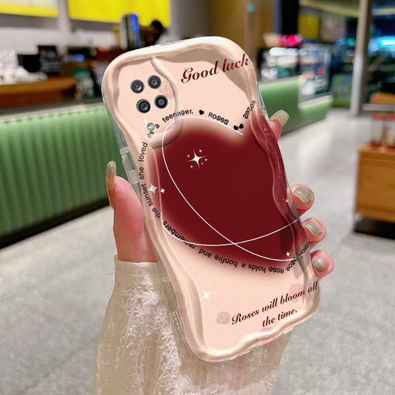 Casing Hp Samsung Galaxy A12 4G A12 5G M12 F12 Case sarung HP pola beludru merah hati dan hati berwa