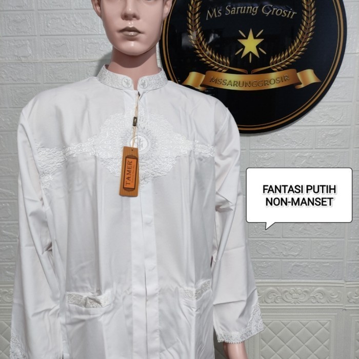 Baju Muslim Bamus Koko Tamer Lengan Panjang Putih