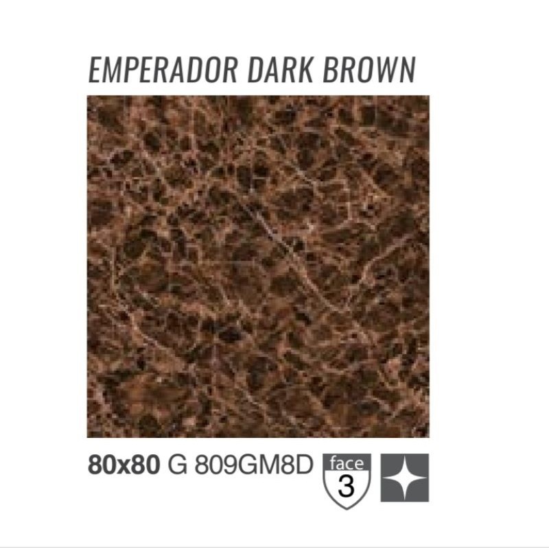 GRANIT GLOSSY MOTIF MARBEL HITAM EMEPERADOR DARK BROWN G 809GM8D UKURAN 60X60 BY GARUDA