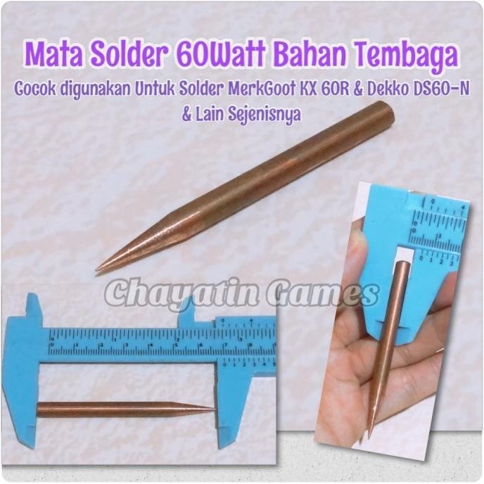 lge Mata Solder 60 Watt Bahan Tembaga Cocok Untuk Solder Dekko & Goot 60W