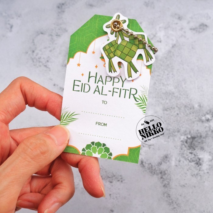 

Eid Al Fitr Green Idul Fitri Gift Hang Tag Kartu Ucapan Mubarak Card 012